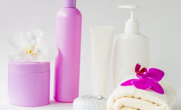 bottles for cosmetic with orchid