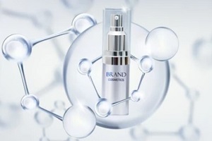 Private Label Cosmetics Company bottle under the molecule