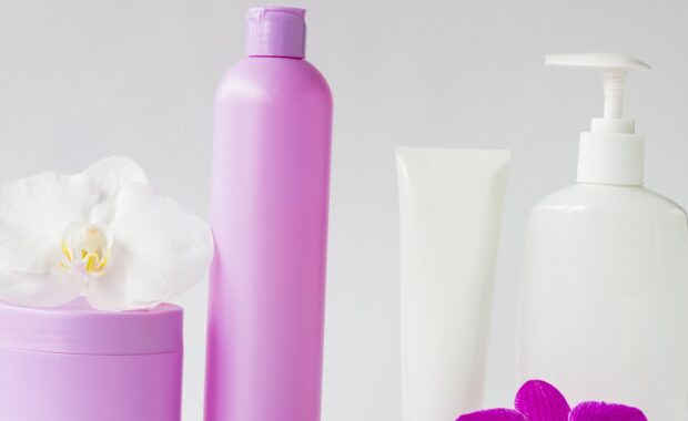 bottles for cosmetic with orchid